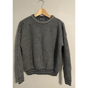 WoolOvers Womens Sweater XL Gray Geometric British Wool Granol Girl Outdoor Warm